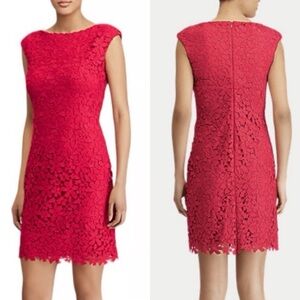 Lauren R.L.L Women's Red 100% Polyester Floral Lace Sheath Dress 10